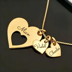 AS198 Meaningful Personalized Hearts  Family Name Multiple Heart Names Necklace, Birthday,Family Keepsake Necklace Family Names Mom's Day Gift For Mother's Day