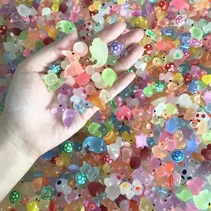 50pcs/100pcs Hybrid Luminous Mini Animal Party Luminous Duck Dolphin Frog Rabbit Tortoise Sculpture Plug And Play No Electricity Required Suitable For Garden Party Aquarium Dollhouse Decoration