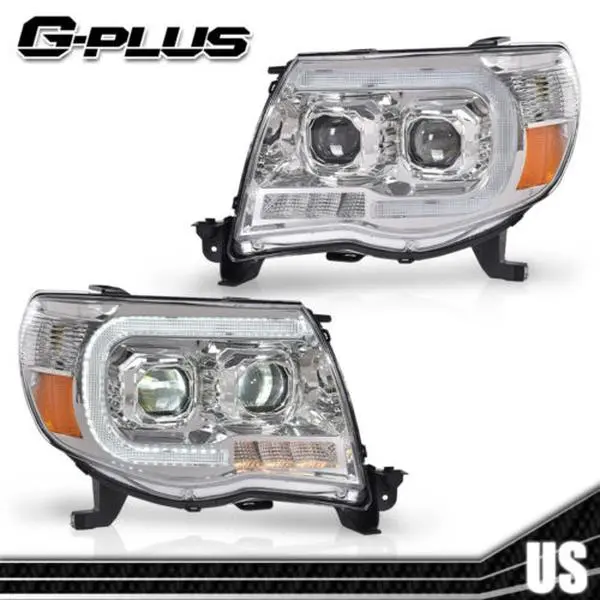 G-PLUS Headlights for 2005-2011 Toyota Tacoma LED DRL Projector Headlights Amber Corner Headlamps
