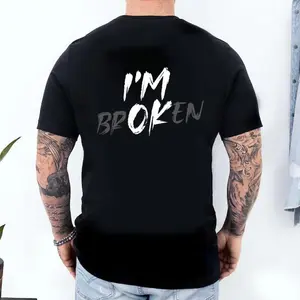 Sarcastic Mental Health Hoodie: "I'm Broken I'm OK" Unisex Sweatshirt, Washed T-shirt-black, Shirt