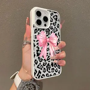 Leopard Print Pink Bow Pattern Premium Magnetic Phone Cases for iPhone 17 Pro Max Plus Air/16 15 14 Pro Max 13 12 11 Plus Smartphone Shockproof Protection  Cover Cellphone Protective magsafe magnetic case Aesthetic Resistance Casing Protector