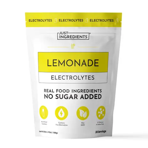 Just Ingredients Lemonade Electrolytes - 30 Servings - Supports Daily Hydration, Electrolyte Balance & Muscle Recovery* - 3:1 Potassium-to-Sodium Ratio - Drink Mix - Coconut Water, Sea Salt, Trace Minerals