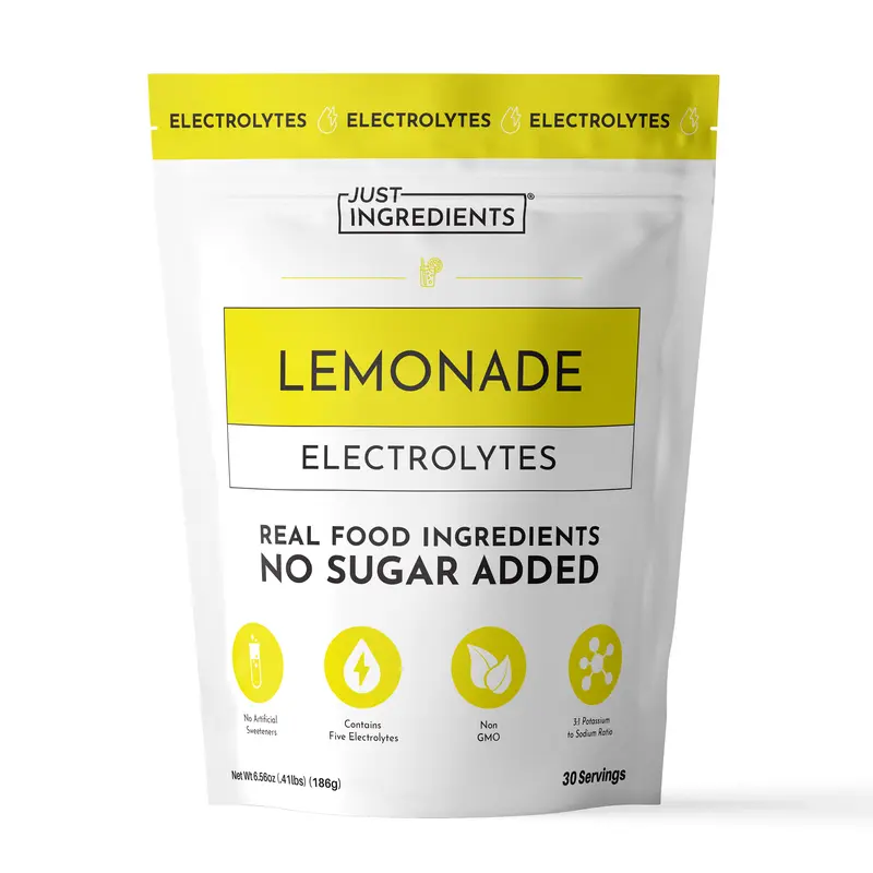 Just Ingredients Lemonade Electrolytes - 30 Servings - Supports Daily Hydration, Electrolyte Balance & Muscle Recovery* - 3:1 Potassium-to-Sodium Ratio - Drink Mix - Coconut Water, Sea Salt, Trace Minerals