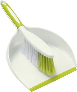 Dust Pan and Brush Set, Large Hand Broom and Dustpan Set Large Brush and Dustpan Set for Camping Broom and Dustpan Combo for Daily Cleaning Pet Hair Office Home Car, Yellow & Green