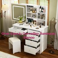 Large Sliding Lighted Mirror / White