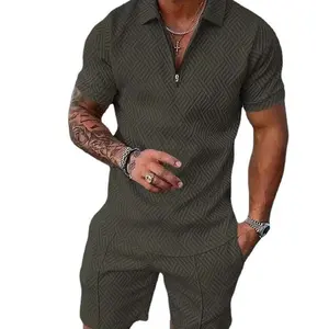 Mens Short Sets 2 Piece Outfits Polo Shirt Fashion Summer Tracksuits Casual Set Short Sleeve and Shorts Set for Men