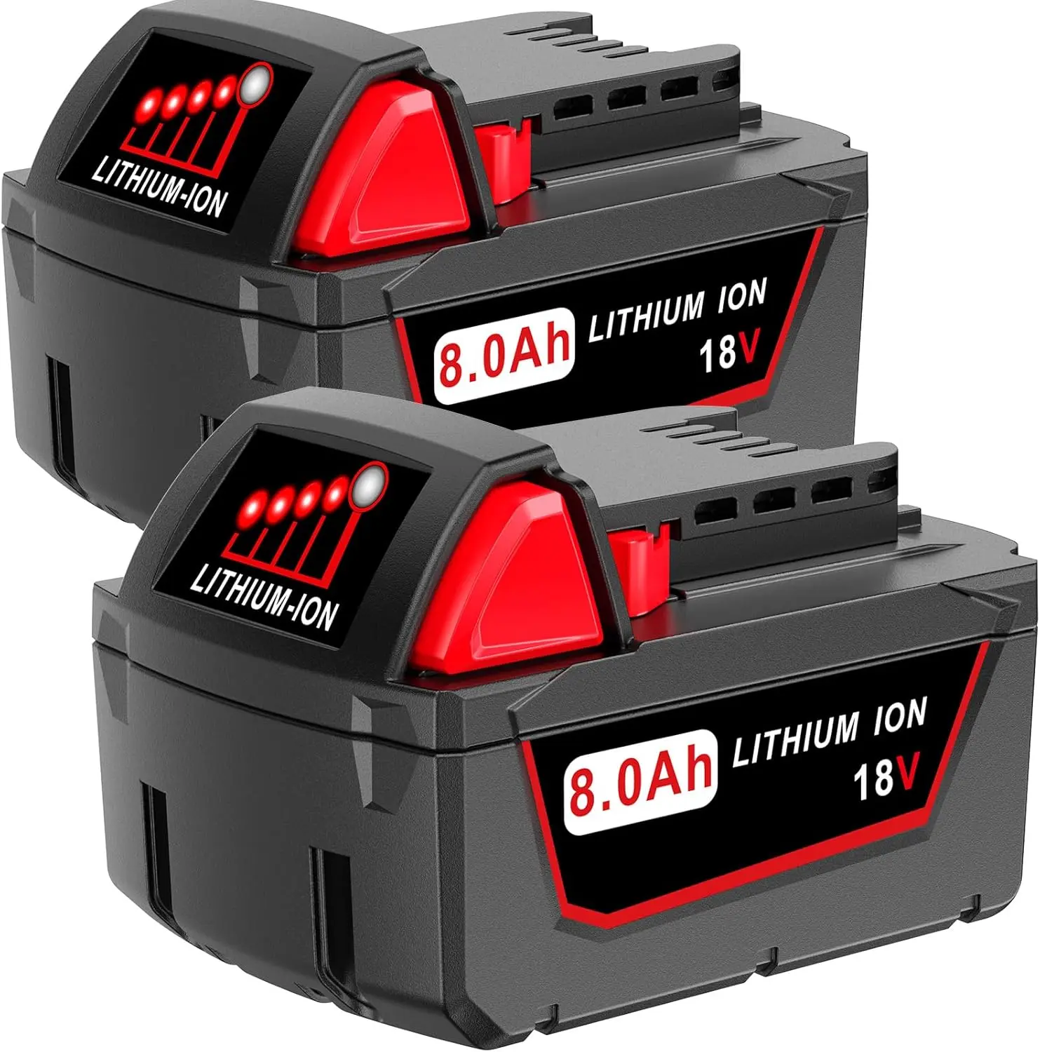 2Pack 18V 8.0Ah Replacement for Milwaukee M18 Battery and Charger Combo, Compatible with M18 Milwaukee Lithium Battery 48-11-1850 48-11-1840 48-11-1860 and Cordless Power Tools 2646-22CT 2643-21CT