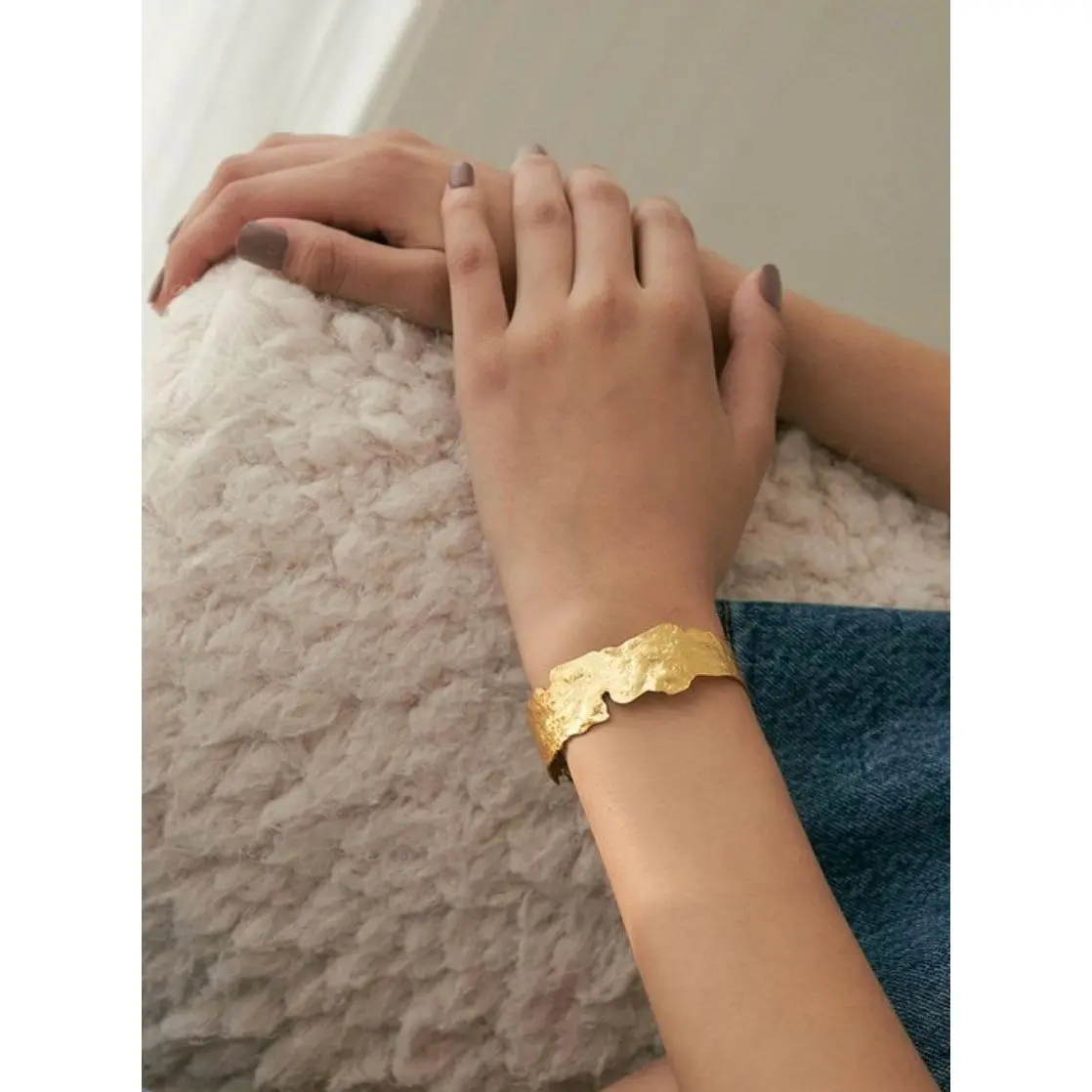 Hammered gold cuff bracelet
