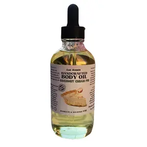 Handcrafted Coconut Cream Pie Dry Body Oil with Dropper Light, Fast & Easy Absorption Silicone Free Hydrating Nourishing Moisturizer skin oil Scented