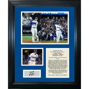 No Framed 2024 World Series Game 1 Freddie Freeman Walk Off Grand Slam Facsimile Laser Engraved Signature Auto Baseball Photo Sig Collage