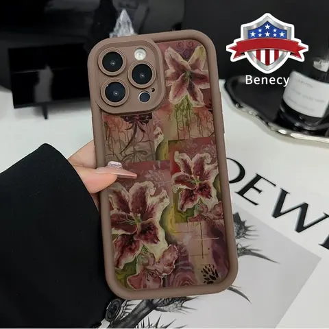 Lily Pattern 1.2mm TPU Silicone Soft Phone Case - Shockproof Anti-Drop Protector, Non-Slip Comfy Grip, Resin-Enhanced Rugged Durable Cover for iPhone 17,16,15,14 Pro Max,13,12,11,Air,XR,XS Plus,E Mobile Accessories