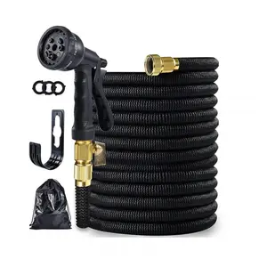 4 sizes of expandable garden hose kits: 25/50/75/100 feet tangle-resistant flexible magic hose with high-pressure nozzle, lightweight telescopic hose for yard watering, car wash, and patio cleaning, tangled-free for easy storage