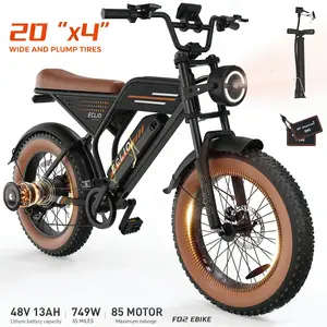 F02 Anti-theft Electric ebike Peak Power 1000W Full Suspension Top Speed 28 MPH Range 50 Miles 48V13Ah Removable Battery 2-Seater Design  20Inch All-Terrain Tires |UL2849 Certified| Weighing 330 pounds off-road vehicle dirt bikes Mother's Day gift