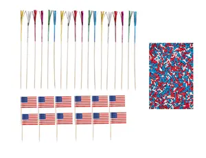 Oasis Supply, USA Cake Decorating Bundle - Includes 24 Firewwork Food Picks, 12 USA! Food Flag Picks, & 4oz Edible Red, White, & Blue Sprinkle
