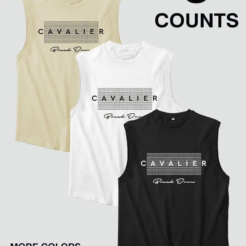 Men's Letter Print Tank Top, Casual Sleeveless Top for Summer, Fashion Men's Top for Daily Wear, Vests, Workout Tank Tops