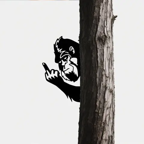 Humorous Metal Peekaboo Flipping Off Animal Wall Plaque - 19x30cm/7.5×12 in Home Decor Sign, All Seasons Patio Decor for Farmhouse Outdoor Tree, Garden/Fence Ornament