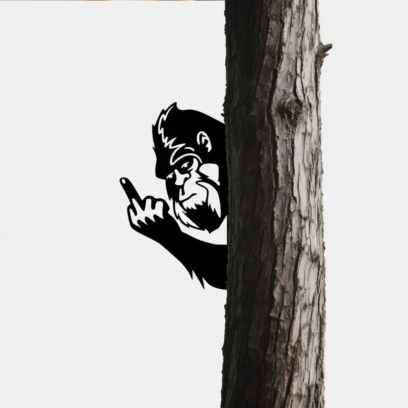 Humorous Metal Peekaboo Flipping Off Animal Wall Plaque - 19x30cm/7.5×12 in Home Decor Sign, All Seasons Patio Decor for Farmhouse Outdoor Tree, Garden/Fence Ornament