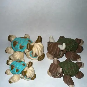 Flexi Highland Cow Turtles Figurines (mini and small) 3D Printed