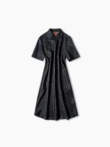 2 Pack Silk Chinese Style Dresses Women's Summer Floral Print Breathable Midi Dress Formal & Casual Traditional Modern Fusion Outfit for Vacation Wedding Party