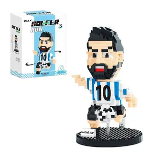 Football Star Building Block Set 674pcs, Soccer Building Block, Creative Desktop Decoration Home Decor, Collectible Display Figures, Suitable for Kids and Adults Football Fan Holiday Gifts，Christmas Gifts
