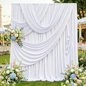 10ftx12ft Wrinkle Free White Backdrop, 2 Panels 12FT White Drapes for Wedding, Photo Back Drop Cloth Draping for Birthday Photography Background