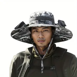 Solar Fan Hat, Hat with Solar Fan, Comes with 2 Rechargeable Cooling Fans, Suitable for Outdoor Fishing, Camping, Picnics