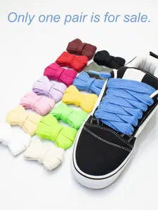 Classic Casual Sports Sneaker Shoe Laces Set, Wide Single Layer Flat 2cm Shoelaces, Versatile Plain Design for All Seasons