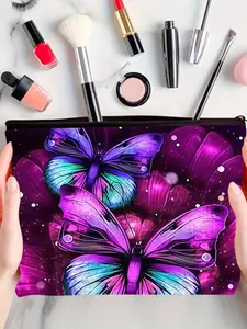 Butterfly Pattern Makeup Bag, Multifunctional Storage Bag, Travel Cosmetic Bag, Suitable for Casual Travel & Business Trips