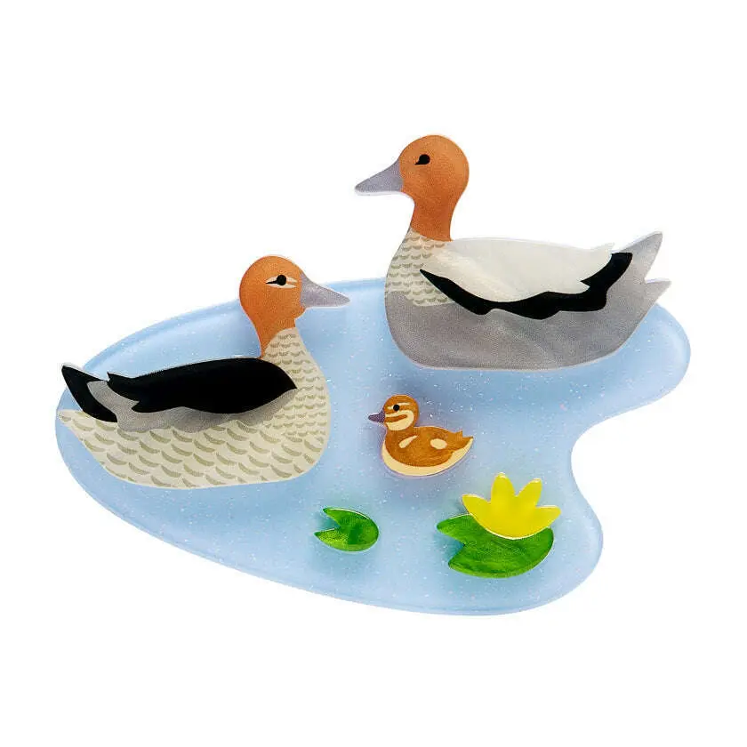 Duck and Drakes Brooch by Erstwilder