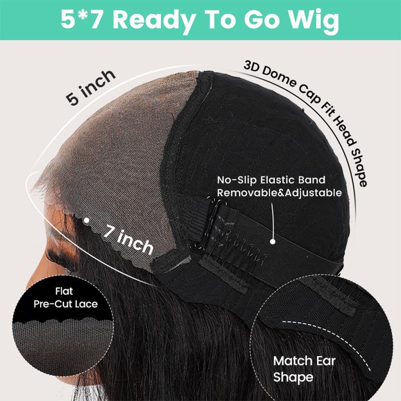 [Spring Must Have] Asteria Hair Straight Hair Glueless Wig Pre Cut 7x5 Lace Closure Ready to Go Wig Pre Bleached Tiny Knots Human Hair Wigs