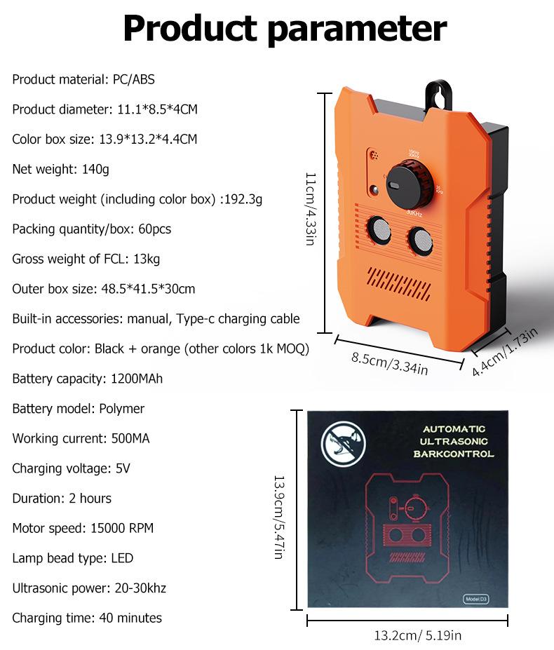 Ultrasonic Barking Stopper Anti-barking Dog Trainer Intelligent Barking Stopper Dog Trainer Automatic Barking Stopperopper Smart Automatic Bark Deterrent, Pet Training Tool, Suitable for All Breeds