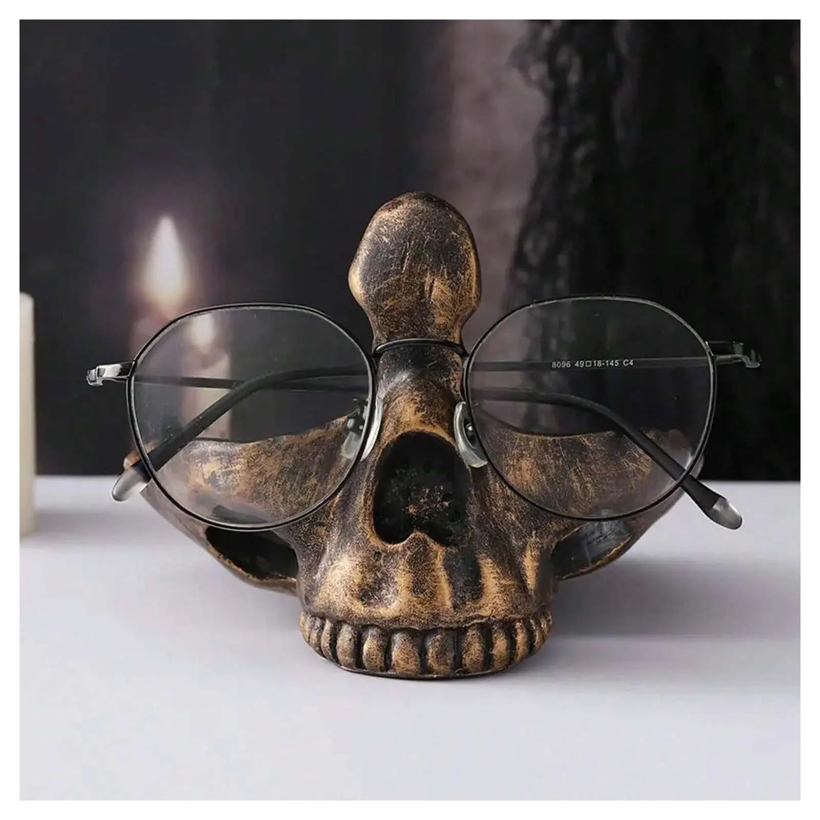 Vintage Skull Home Decor Organiser, Durable High-Quality Resin Glasses Holder and Storage Tray, Edgy Desktop Ornament, Unique Gift, Vintage Aesthetic, Bedroom