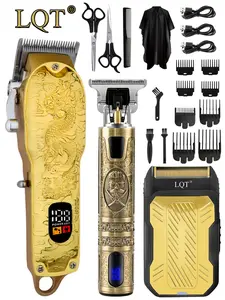 LQT 3-in-1 Cordless Professional Grooming Kit, Rechargeable Hair Clipper Set with Precision Clip Tool, Detail Trimmer, Electric Shaver & Power Display for Men's Home Use