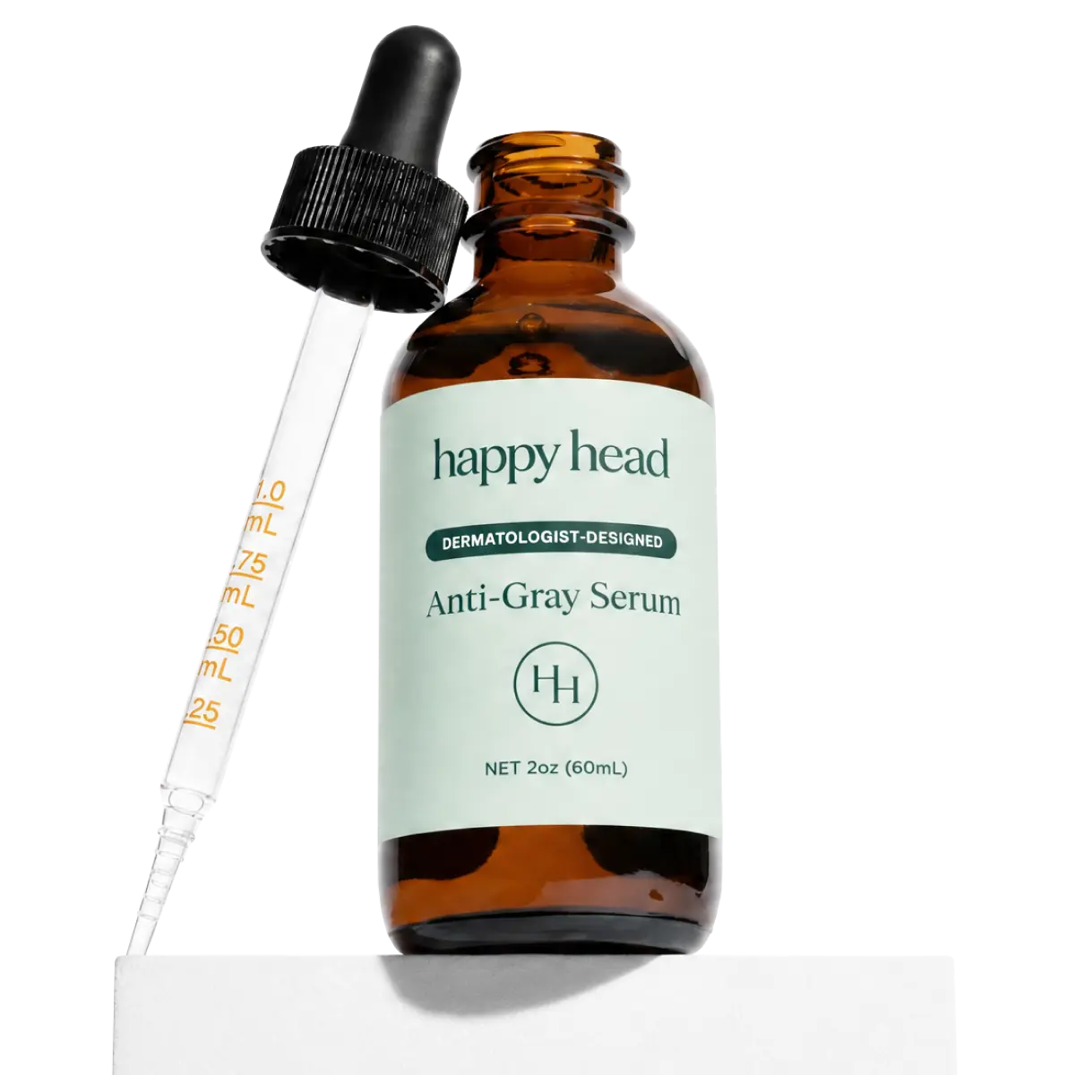 Happy Head Anti-Gray Hair Serum for Men & Women with Procapil Biotin, Ashwagandha & Collagen, Leave In Scalp Application Formula for Daily Hair Care Routine at Home, Lightweight Use, 2 Oz Bottle