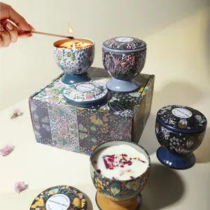1-4pcs Aromatherapy Candles Gift Box Set, Home Fragrances, Ethnic Pattern, 8 Scents Available, Perfect Gift for Various Holidays and Atmosphere Decoration, Scented Candle
