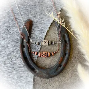 Roll The Dice Navajo Style Pearl Necklace - Silver or Bronze