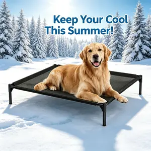 XL Cooling Elevated Dog Bed - Heavy Duty Breathable Mesh Raised Cot for Large Dogs, Indoor & Outdoor Use, Portable, Easy to Clean, Hot Summer Cooling Solution teslin textilene