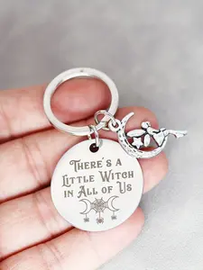 [Witchy Vibes Engraved Gift] Witchy Keychain Witch Halloween,Witchy Vibes,Practical Magic Quote,There Is A Little Witch In All Of Us,Engraved Halloween Gift,Trendy Cute Keychain, Stylish Keyring