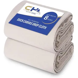 Canvas Painters Drop Cloth (Size 9 x 12 Feet - Pack of 2) - Pure Cotton Paint Drop Cloth for Painting, Curtains, Furniture & Floor Protection - All Purpose Thick Canvas tarp with Double Stitched Edges