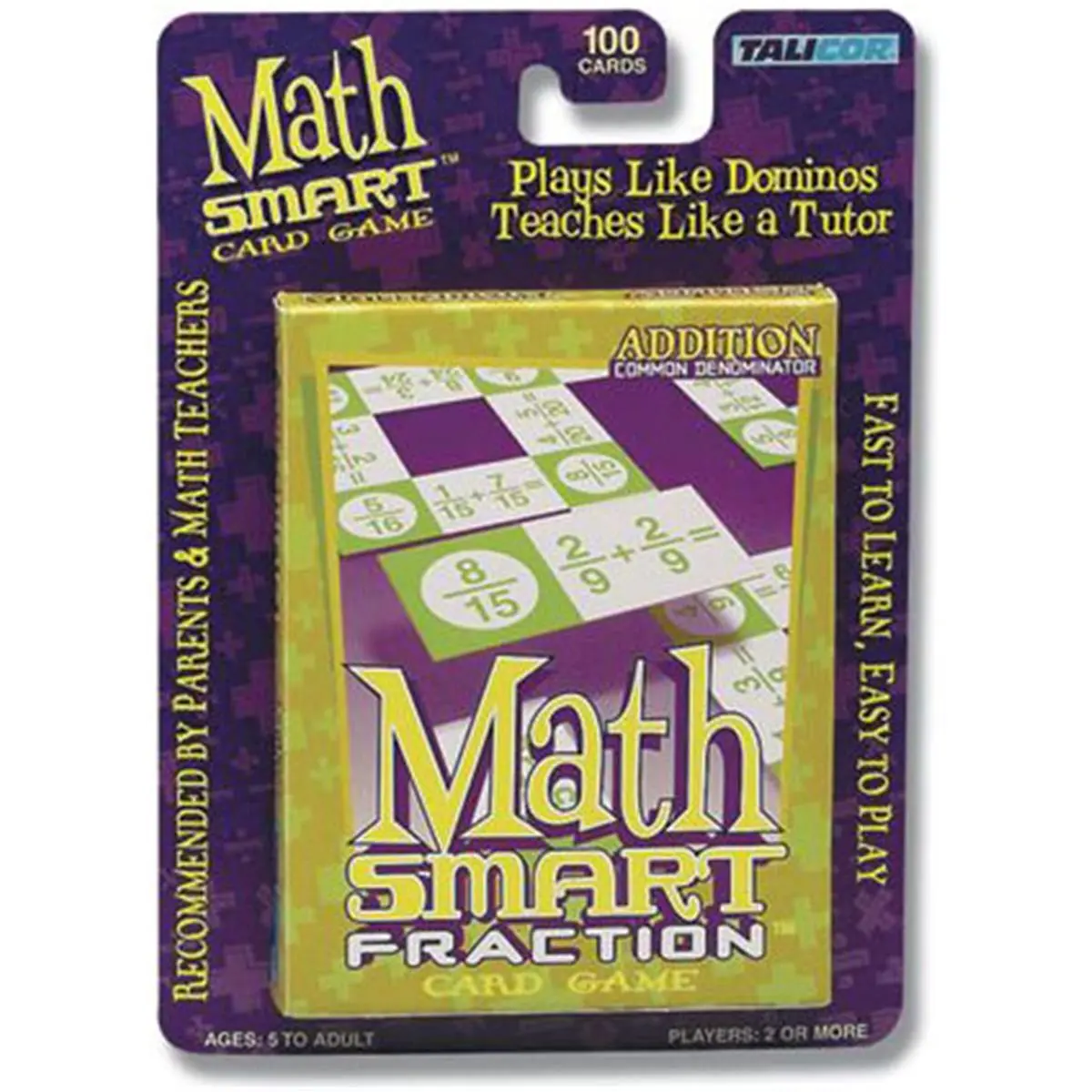 Talicor Fraction Addition Learning Game for Kids, Educational Play Like Dominoes with 96-100 Cards, Ages 5 and Up