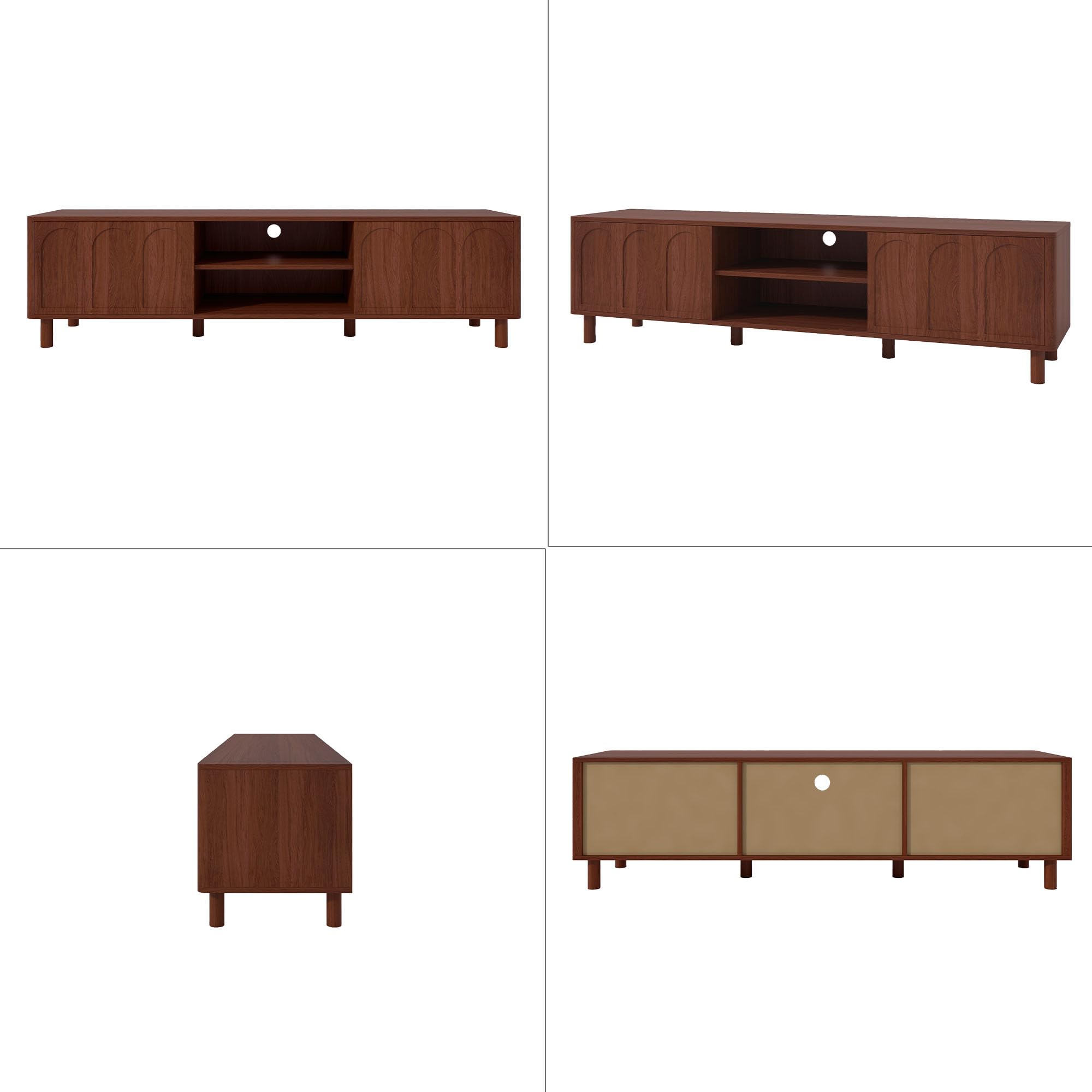 Giratree TV Stand for TVs up to 70'', Entertainment Center with Large Storage for Living Room, Media Console with Sliding Doors and Adjustable Shelves, Modern TV Cabinet for Game Consoles and Decor