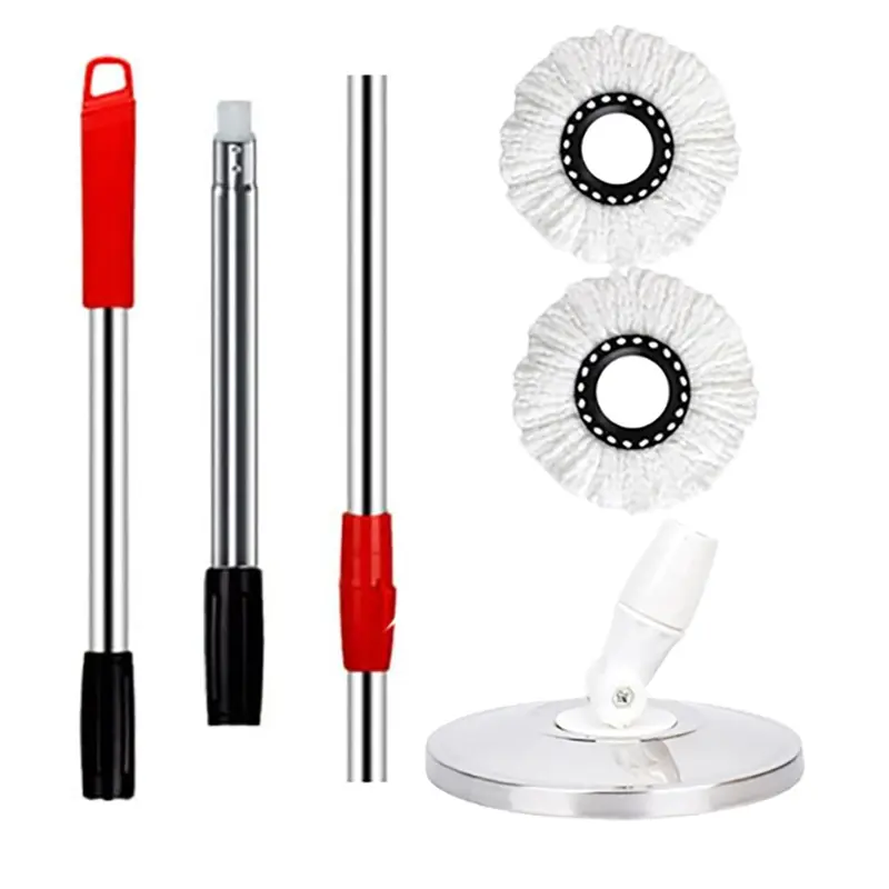 Reusable Microfiber Mop Pads - Lightweight Hard Floor Cleaning Tool with Flexible Head, Easy Turns, Stainless Rust-Resist Steel 37-61 In Adjustable Handle, Machine-Washable, Water-Absorbent (For Tile, Wood; Not All Mop Styles Compatible)