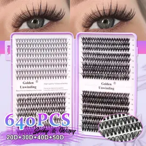640pcs False Lash Extensions, High Capacity, 20D/30D/40D/50D, D Curl, Fluffy Style, DIY, Daily Use, Party, Travel, Gift