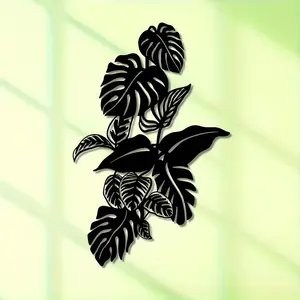 Monstera Leaf Metal Wall Art, 1 Count Tropical Leaf Design Wall Decor, Wall Hanging Ornament for Home, Yard, Balcony, Party Decoration, Room