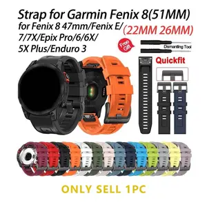 Silicone Strap, Smartwatch Strap For QuickFit 26mm 22mm, Suitable For Garmin Instinct 3 2 2X Solar Enduro 2 Tactix 7 Pro, Garmin Fenix 6 6 Pro 5X 7X 7 8 Epix 2 Epix Pro Forerunner 935 945 955 965, Breathable Strap, Smart Watch Straps