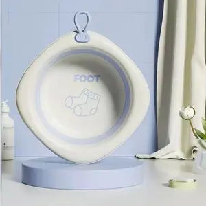 Foldable Square Face Wash Basin for Kids, Plastic Foot and Butt Wash Bowl, Small Household Bathroom Sink, Dormitory Use
