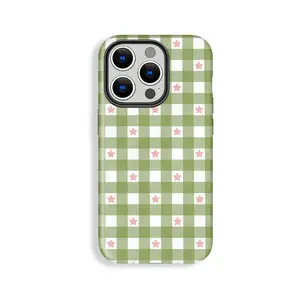 Childlike Pink Star Ultra Green with White Stripe Checkered Pattern Wallpaper Phone Case, Phone Case Suitable for Iphone 11/12/13/14/15/16/17 Pro Promax Plus Air