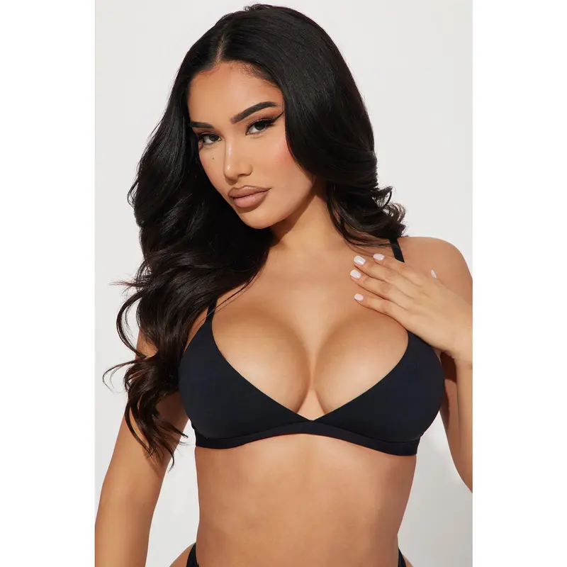 Light As A Feather Microfiber Triangle Bralette - Black