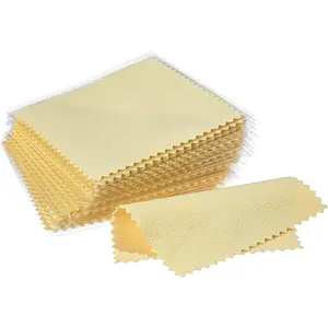 100 count   Cleaning Cloth,  Polishing Cloth Individually Wrapped, for Sterling , , Brass, Silverware, , Ring, Watch and More (Yellow, 3.15" x 3.15")