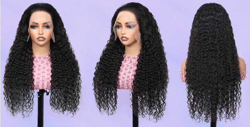 30 Inch Deep Wave Lace Front Wigs Human Hair 13x6 HD Transparent Deep Wave Lace Front Wigs for Women 200% Density Curly Lace Front Wig Pre Plcked Deep Wave Wigs with Baby Hair